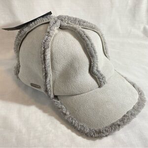 Steve Madden Suede Fleece Lined Seam Out Ball Cap Hat Grey One Size Adjust New